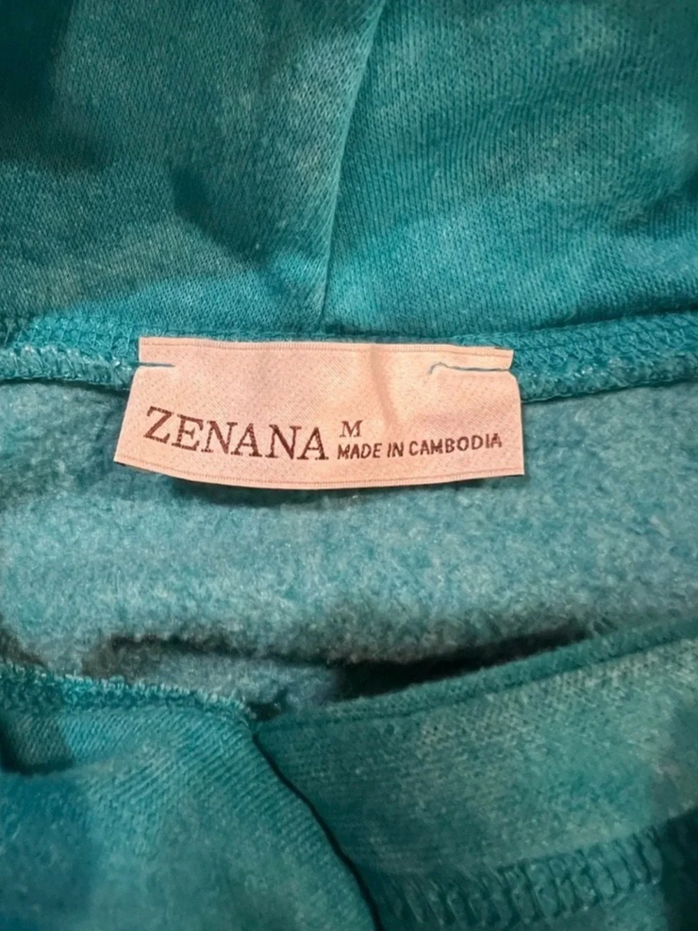Zenana Acid Wash Hoodie Palazzo Pants Matching Set Teal Medium EUC